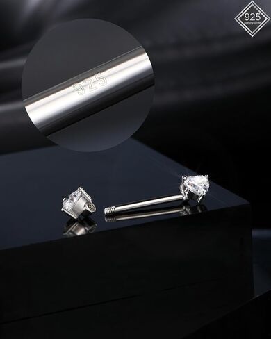Jewseen 2pcs 925 Sterling Silver Nipple Rings for Women 14g Heart Nipple Nipple Jewelry CZ Rative Barbells Rings Nipple Nipple Jewelry Body Jewelry in Kuwait