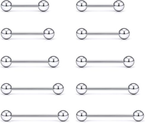 16/14G Tongue Nipple Bridge Ring Piercing Jewelry 12/14/16/19/22mm Bars Hypoallergenic Surgical Stainless Steel Barbells Earring for Women Men Set in Saudi Arabia