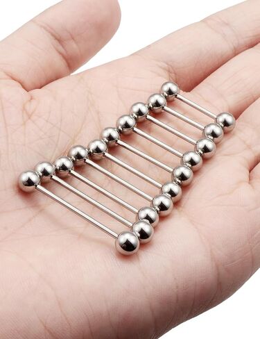 16/14G Tongue Nipple Bridge Ring Piercing Jewelry 12/14/16/19/22mm Bars Hypoallergenic Surgical Stainless Steel Barbells Earring for Women Men Set in Saudi Arabia
