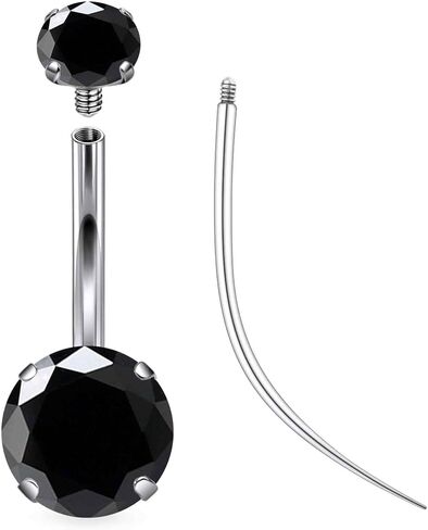 Ruifan ASTM F136 Titanium Belly Button Rings 14G Cubic Zirconia Round Belly Navel Rings 10mm Bar Body Piercing Jewelry Navel Ring With 1PCS Curved Piercing Taper in Saudi Arabia