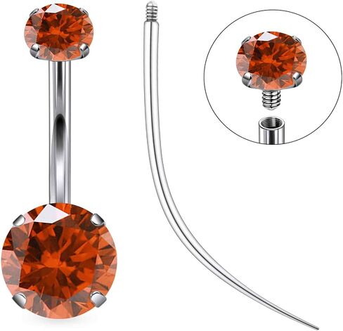 Ruifan ASTM F136 Titanium Belly Button Rings 14G Cubic Zirconia Round Belly Navel Rings 10mm Bar Body Piercing Jewelry Navel Ring With 1PCS Curved Piercing Taper in Saudi Arabia