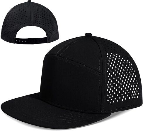 Big Head L/XXL Flat Brim Hat Adjustable Water-Resistance Performance Snapback Cap 7 Panel Hats for Men in Kuwait
