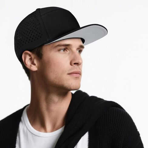 Big Head L/XXL Flat Brim Hat Adjustable Water-Resistance Performance Snapback Cap 7 Panel Hats for Men in Kuwait