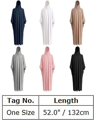 IDOPIP Muslim Dresses for Women One Piece Long Sleeve Islamic Prayer Ramadan Abaya Hooded Hijab Loose Maxi Kaftan Dubai Robe in Saudi Arabia