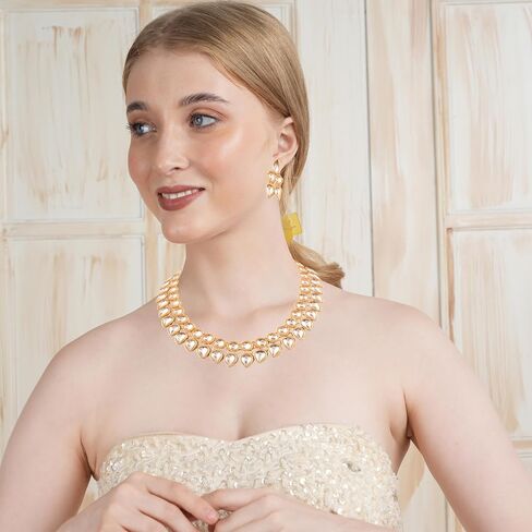 Touchstone "Contemporary Kundan Collection Indian Bollywood Designer Jewelry Necklace in Gold Tone for Women in Saudi Arabia