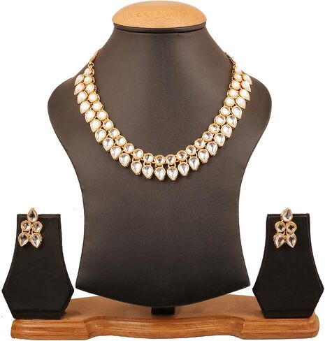 Touchstone "Contemporary Kundan Collection Indian Bollywood Designer Jewelry Necklace in Gold Tone for Women in Saudi Arabia