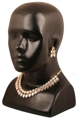 Touchstone "Contemporary Kundan Collection Indian Bollywood Designer Jewelry Necklace in Gold Tone for Women in Saudi Arabia