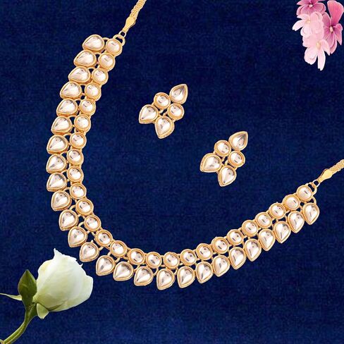 Touchstone "Contemporary Kundan Collection Indian Bollywood Designer Jewelry Necklace in Gold Tone for Women in Saudi Arabia