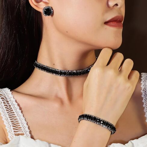 Rhinestone Jewelry Sets Includ Necklace Bracelet Earrings in Kuwait