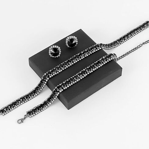 Rhinestone Jewelry Sets Includ Necklace Bracelet Earrings in Kuwait