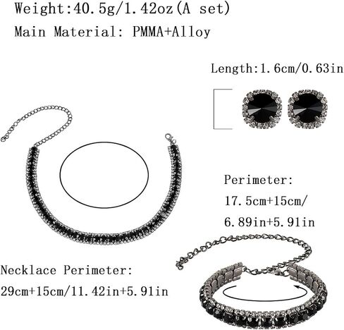 Rhinestone Jewelry Sets Includ Necklace Bracelet Earrings in Kuwait