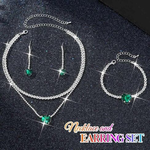 Aukmla نساء مجوهرات الزفاف الزفاف مجموعة الفضة الكريستال القلب قلادة قلادة حرك مجموعات سوار in Kuwait