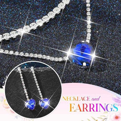 Aukmla Women Bridal Wedding Jewelry Set Silver Crystal Heart Pendant Necklace Earring Bracelet Sets Prom Layered Necklaces in Saudi Arabia