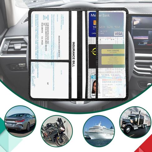 مركبة قفازات القفازات منظم السيارات ، تسجيل السيارات وحامل التأمين ، حامل بطاقة التأمين للسيارات ، ملحقات السيارات الداخلية لبطاقة الجلود للنساء (Glitter-Gold) in Saudi Arabia