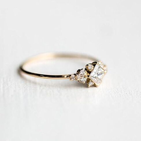 الأميرة المبهرة قطع الياقوت الأبيض 18K Rose Gold Ring المجوهرات SZ 6-10 (10) in Saudi Arabia