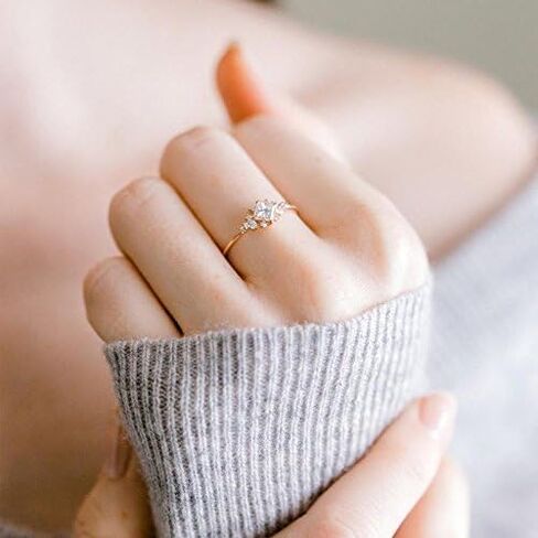 الأميرة المبهرة قطع الياقوت الأبيض 18K Rose Gold Ring المجوهرات SZ 6-10 (10) in Saudi Arabia