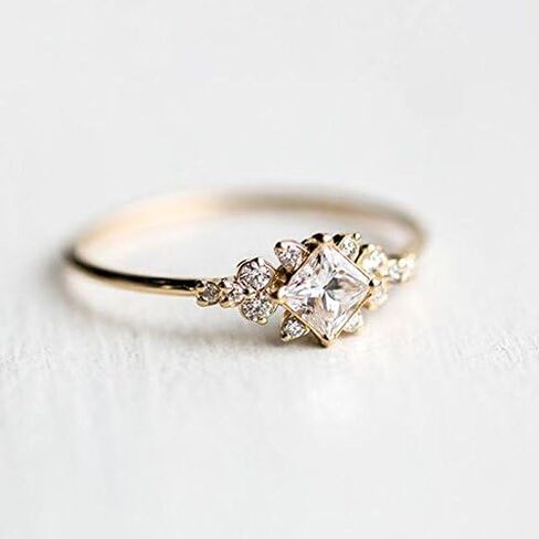 الأميرة المبهرة قطع الياقوت الأبيض 18K Rose Gold Ring المجوهرات SZ 6-10 (10) in Saudi Arabia