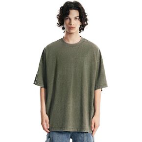 Heavyweight Cotton T-Shirts for Men Women Unisex Acid Washed T Shirt 100% Cotton Vintage Short Sleeve Tees