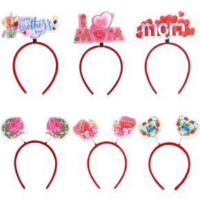 6Pcs Happy Mother's Day Headband Flower Hairband Hair Accessories for Birthday, Valentine's Day Costume Party Decoration