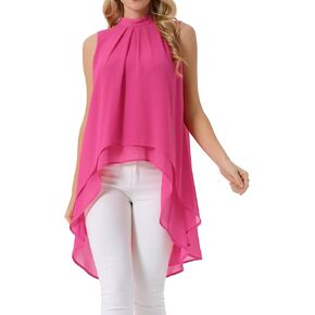 SETA T WOMIN'S TOPS LOW LOW MOCK DICK CHIFFON TININ