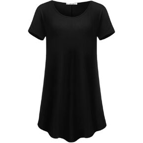 JollieLovin Women Plus Size Short Sleeve Summer Long Tunic Tops Loose Fit T-Shirt to Wear with Leggings(L-5X) in Kuwait
