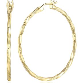 NICRET 14K Gold Hoop Earrings for Women’s Hoops Earring Large Hoop Earring Gold Earrings For Women Twisted 40mm