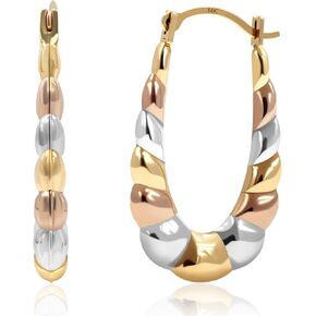 أقراط من الذهب بقوة 14K من ثلاثة نغمة للنساء | Hypoallergenic 14k الأطواق الذهبية في أنماط متعددة | أقراط ذهبية مضادة للعبث تري من قِبل الحد الأقصى للحجر