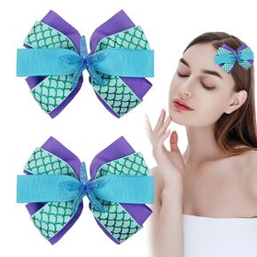 2 Pack Mermaid Starfish Hair accessories Hair Bow Clip for Girls Women Halloween Christmas Birthday Party Supplies Large Princess Costume Dress Up Accessories