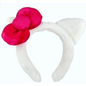 SecretCastle Kitty Headband Cat Ears with Pink Bow Plush Headband Hair Accessory for Girls Kitty headband Costume Chirtsmas Halloween
