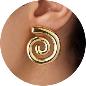Gold Statement Earrings for Women Trendy, 14k Chunky Stud Earrings, Lightweight Hypoallergenic Fashion Gold Jewelry Gifts