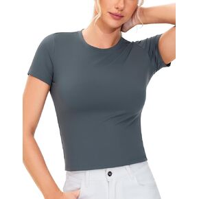 THE GYM PEOPLE Women's Workout Tops Short Sleeve Slim Fit Breathable Athletic Yoga Running Casual Basic Tee Shirts