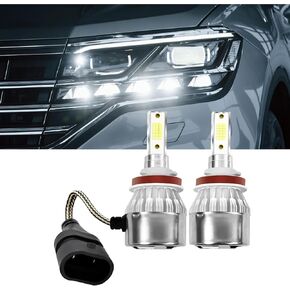 2PCS H8/H11/H9 Car LED Light, 3000K 3800LM Super Bright Waterproof C6 Fog Light Bulb Replacement, Plug & Play Headlight Bulb High and Low Beam Bulb, Lighting Car Accessories