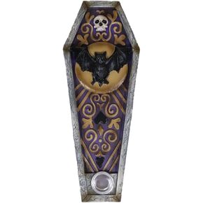 Ebros Gift Wicca غامض باطني الخفافيش السوداء القمر القمر تابوت البخور حامل العصاد والخلط الخلفي البخور مخروط الموقد هالوين macabre مصاص دماء النعش الميتافيزيقية لهجة