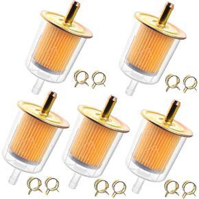 5pcs 5/16" Universal Fuel Filters with 10pcs 8mm Hose Clamps Gas Inline Fuel Filters for Motorcycles, Cars, Trucks