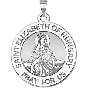 PicturesOnGold.com Saint Elizabeth of Hungary Religious Medal - 2/3 Inch Size of Dime, Sterling Silver