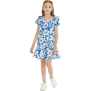 Girl Hawaiian Simple Muumuu Dress in Classic Hibiscus