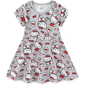 Hello Kitty Sanrio Girls French Terry Skater Dress for Toddler and Big Kids