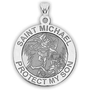 PicturesOnGold.com Saint Michael - Protect My Son - Religious Medal - 2/3 Inch Size of Dime, Sterling Silver
