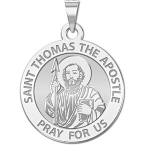 PicturesOnGold.com Saint Thomas the Apostle Religious Medal - 2/3 Inch Size of Dime, Sterling Silver