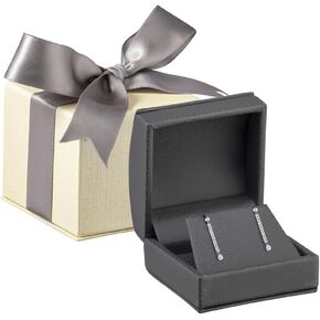 Dome-Shape Leather Bracelet Box for Women & Men – Jewelry Gift Box Ideal for Bracelet Case, Necklace, Chain – Bracelet/Necklace Box with Cream Ribbed Outer Box & Matching Bow Ribbon