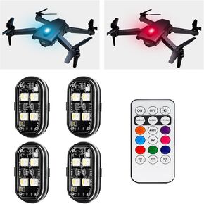 4PCS Wireless LED Strobe Lights, Wireless LED Lights for Car with Remote Control 8 Colors USB Charing IP65 Waterproof Anti-Collision Warning Light for Motorcycle Drone Car Interior Truck Aircraft Bike
