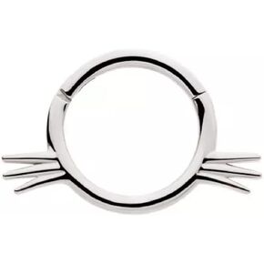 Pierced Owl 16GA 316L Stainless Steel Cat with Whiskers Hinged Segment Ring in Saudi Arabia