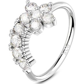 Melighting 20G Flower Nose Hoop Ring 925 Sterling Silver Nose Piercing Seamless Open Clear CZ Helix Piercing 8 mm Cartilage Earring Nose Ring Hoop for Women