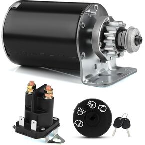 3 Pcs Starter Replacement Compatible with John Deere L100, Briggs, Cub Cadet Lawn Mower Tractors, 593934 Motor, 762-1261-211-51 Starter Solenoid, 175566 Ignition Switch with Key