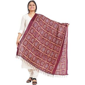 IGH Rajasthani Chinon Silk Dupatta Bandhej Print Dupatta 2.25 Meter Free Size Wedding Gift Return Gift Wedding Favour Gift Scarf (1 Pcs Maroon)