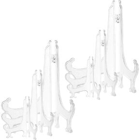 6 Pack Clear Plastic Easels Stands Photo Plate Easel Holder Display 4/6/8 Inches Picture Holders for Card Book Frame for Artwork Desktop Display Decoration