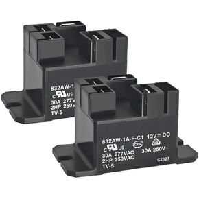 832AW-1A-F-C1 Relay (Pack of 2) - 12VDC 30A Guardian Starter Contactor Relay – Replacement for EG02224GNAX, EG02515GNAX, RD01523GDAE & More