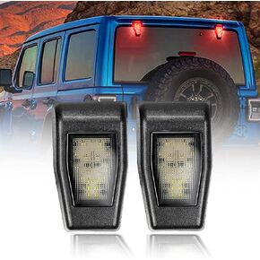 Window Glass Hinge Cover with LED Fit for Jeep Wrangler JK JKU 2007-2018 Rear Window Glass Hinge Trim Brake Reverse Running Light 2Pcs