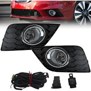 Fog Lights Compatible With 2016-2019 Nissan Sentra/Sylphy Front Bumper Lights with Harness and Switch Halogen Bulbs H11 12V 55W 1 Pair of Fog Lights