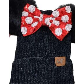 CLGIFT Rose Gold Minnie Ears Beanie, Winter BEANIE, Mickey Beanie, Holiday Winter Christmas, Minnie Fall Hat